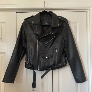 Black Lulus faux leather Moto jacket